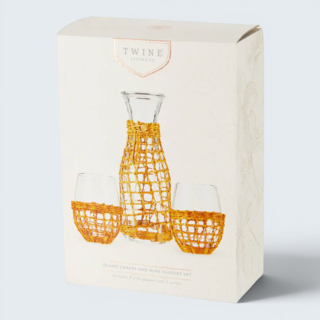 Twine Living Co. Island Carafe & 2pk Wine Glasses Set