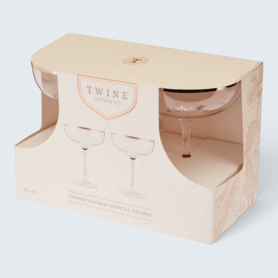 Twine Copper Rimmed Crystal Coupes 2pk Glasses