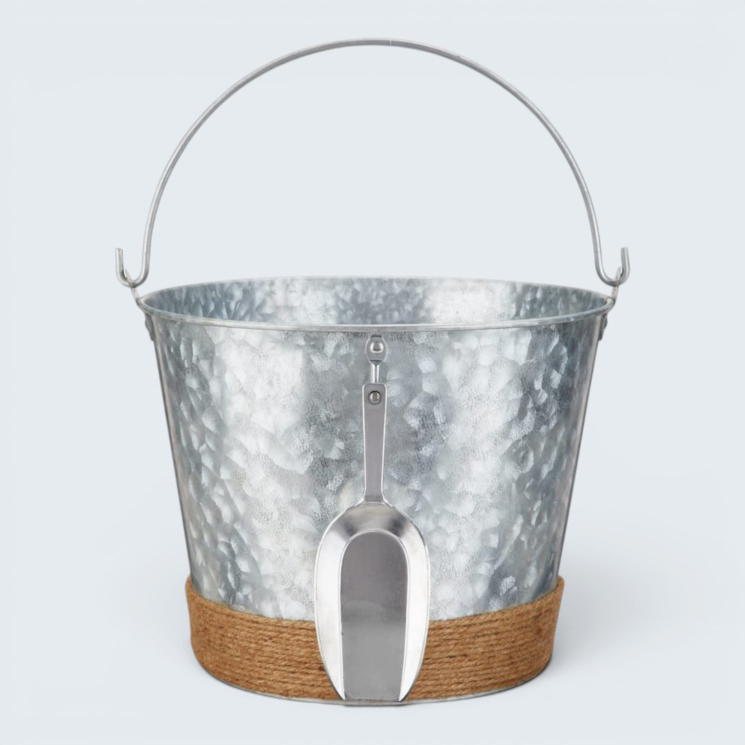 Twine Jute Rope Galvanized Ice Bucket