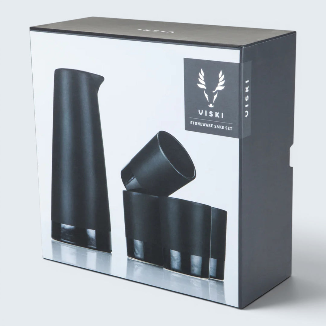 Viski Stoneware Sake Set (4 Cups 1 Carafe)