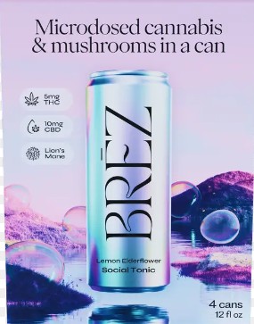 Brez - 5mg THC + 10mg CBD + Lions Mane Lemon Elderflower 12oz 4 Pack Cans 0