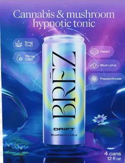 Brez Drift - 5mg THC + 75mg CBD Blueberry Lotus 12oz 4 Pack Cans 0