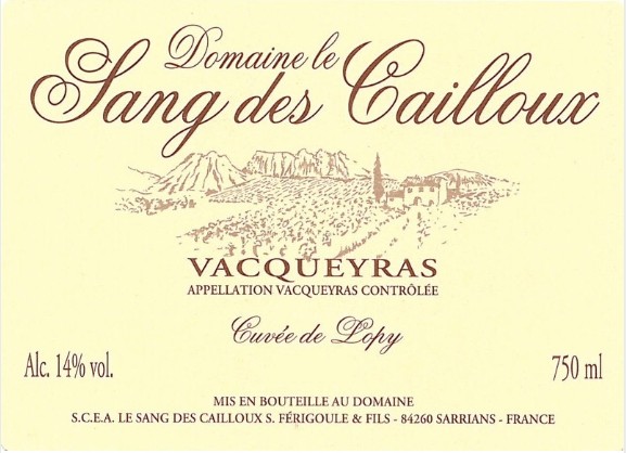 Domaine Le Sang Des Cailloux - Vacqueyras Lopy 2023 (750)