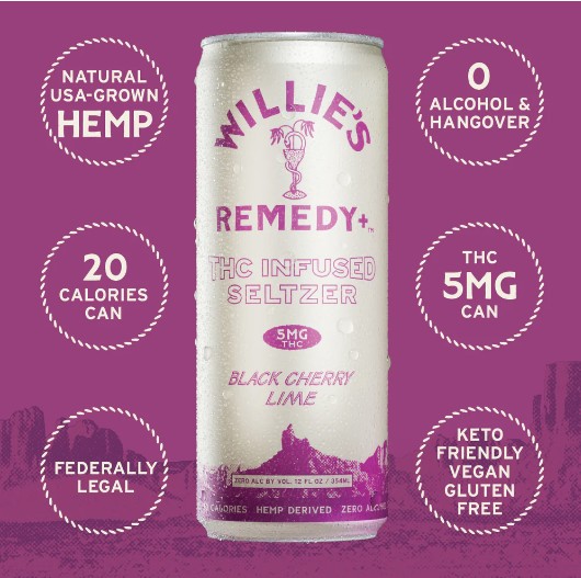 Willie's Remedy - Black Cherry Lime 5mg THC 12oz 4 Pack Cans 0